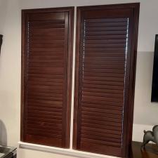 Beautiful Real Wood Interior Shutters in a Mahogany Stain in Tinton Falls, NJ